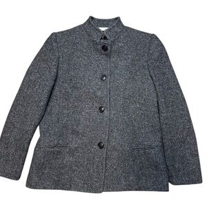 Vintage Larry Levine Wool Blend Tweed Jacket Gray Speckled Made in USA S/M